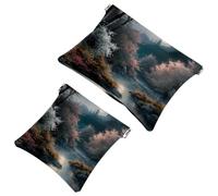 2 sacchetti per schegge con bellissimo paesaggio sotto la luna-7: elegante borsa per il trucco per l'eleganza quotidiana, Multicolore, A：7.1x5.8in/18x14.8cm，B:4.7x4.5in/12x11.5cm