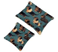 2 sacchetti per schegge di cane cartone animato 113: borsa essenziale per il trucco per donne in movimento, Multicolore, A：7.1x5.8in/18x14.8cm，B:4.7x4.5in/12x11.5cm