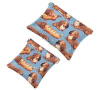 2 sacchetti per schegge Dog-123 del fumetto: borsa essenziale per il trucco per le donne in movimento, Multicolore, A：7.1x5.8in/18x14.8cm，B:4.7x4.5in/12x11.5cm