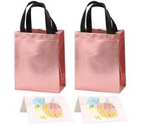 2 Sacchetti Regalo In Oro Rosa E 2 Biglietti D'Auguri, Glitterati, Per Feste E Matrimoni, Riutilizzabili