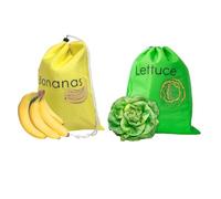 2 sacchetti riutilizzabili per frigo, sacchetti per conservare verdure con coulisse, sacchetti per banana e frutta, sacchetti per lattuga per frigorifero, cucina, prodotti, Multicolore, 28 x 35 cm,