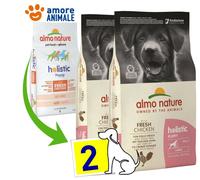 2 SACCHI - Almo Nature Dog Holistic Puppy Medium - Pollo e Riso 12 Kg ^ per Cani