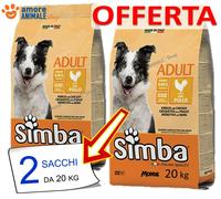 2 SACCHI - Monge Simba Kg 20 al Pollo - Crocchette cane - Alimento per cani