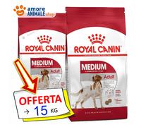 2 SACCHI - Royal Canin Dog Medium Adult → 15 kg + OMAGGIO - Crocchette Cane Cani