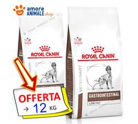2 SACCHI - Royal Canin Dog VD GASTROINTESTINAL LOW FAT → 12 kg + OMAGGIO - Cane