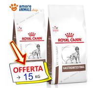2 SACCHI - Royal Canin Dog Veterinary Diets GASTROINTESTINAL → 15 kg + OMAGGIO