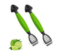 2 sbucciatori per limoni con comodi manici in plastica, alesatore multiuso in acciaio inox, 3 in 1, per agrumi, lime, sbucciare, spremere (verde)