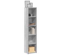 2 scaffali per CD, grigio Sonoma, materiale in legno, 21 x 16 x 93,5 cm, con 5 scomparti, compatto, salvaspazio, stile moderno, per CD, DVD, Blu-ray, adatto per soggiorno, ufficio, home cinema