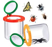 2 Scatola d'Ingrandimento per Insetti Visualizzatore per Insetti Contenitore con Lente d'Ingrandimento Gabbia per Creatura Barattolo per Insetti Strumento di Esplorazione (Stile Chic)