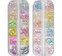 2 scatole di chiodi di luna Star Art Charm Nails Strass unghie da terra piatte, decorazioni artistiche per unghie acriliche