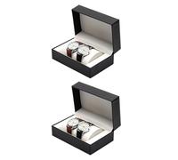 2 scatole di immagazzinaggio dell'orologio del cuoio dell'unità di elaborazione eleganti organizzatori di esposizione dell'orologio caso di esposizione per gioielli e accessori collezione portatile