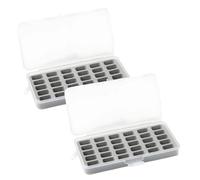 2 scatole grigie a 30 griglie, organizer per filo per macchina da cucire con cuscino in spugna, coperchio trasparente, fibbia indipendente, porta bobina in plastica ABS, 18 x 9 x 2 cm, per bobine e