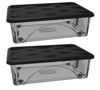 2 Scatole Multiuso 60x40x18 Organizer Box Portaoggetti Contenitore 30LT STORAGE