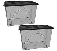 2 Scatole Multiuso 60x40x45 Organizer Box Portaoggetti Contenitore grandi 80LT