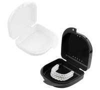 2 scatole per parentesi graffe, scatola per protesi, protesi dentali, scatola per protesi dentali, scatola per protesi dentali, per la conservazione di parentesi graffe o binari (nero e bianco)