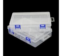 2 Scatole Portaoggetti Trasparenti con Scomparti - per Gioielli, Perline, Viti e Piccoli Oggetti - Plastica PP Resistente - Ideali per Casa, Officina, Cucina e Craft - Dimensioni 19,4x12,5x4,5 cm