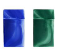 2 scatole portasigarette (set doppio) per 20 sigarette da 100 mm, in plastica marmorizzata, resistente e molto leggere (blu + verde)