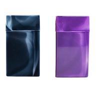 2 scatole portasigarette (set doppio) per 20 sigarette da 100 mm, in plastica marmorizzata, resistente e molto leggere (nero + viola)