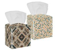 2 scatole quadrate per fazzoletti, impermeabili, motivo floreale, moderno portatovaglioli per camera da letto, bagno, comò, comodino, ufficio, scrivania