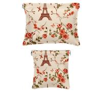 2 scatole tascabili in ecopelle, piccole trousse per trucchi, mini borsa per il trucco, mini borsa per trucco tascabile per rossetto, Torre Eiffel con paesaggio di Parigi, Pattern2520,