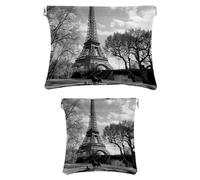 2 scatole tascabili in ecopelle, piccole trousse per trucchi, mini borsa per il trucco, mini borsa per trucco tascabile per rossetto, Torre Eiffel con paesaggio di Parigi, Motivo: 2515,