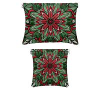 2 scatole tascabili in finta pelle, piccola borsa per il trucco, mini borsa impermeabile, borsa da viaggio multifunzionale, mandala etnico floreale arte, Motivo: 2582, 7.1x5.8in/4.7x4.5in