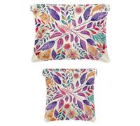 2 scatole tascabili in finta pelle, piccola borsa per il trucco, mini borsa impermeabile, borsa da viaggio multifunzionale, mandala etnico floreale arte, Motivo: 2579, 7.1x5.8in/4.7x4.5in