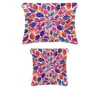 2 scatole tascabili in finta pelle, piccola borsa per il trucco, mini borsa impermeabile, borsa da viaggio multifunzionale, mandala etnico floreale arte, Motivo: 2580, 7.1x5.8in/4.7x4.5in