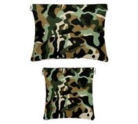 2 scatole tascabili in finta pelle, piccola borsa per il trucco, mini borsa per il trucco, borsa portatile da spremere, borsa cosmetica etnica tribale retrò cammello, Motivo: 2611, 7.1x5.8in/4.7x4.5in