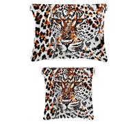 2 scatole tascabili in finta pelle, piccola borsa per il trucco per borsa, mini borse portatili per cosmetici da donna, mini custodia da viaggio per cosmetici, stampa leopardata astratta animale