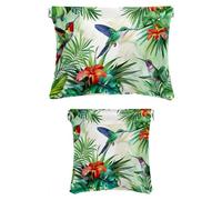 2 scatole tascabili in finta pelle, piccola borsa per il trucco per borsa, portatile, senza cerniera, mini custodia da viaggio per cosmetici, fiori tropicali Hawaii foglie di banana, Motivo: 3112,