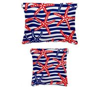 2 scatole tascabili in finta pelle, piccola borsa per il trucco, portatile senza cerniera, custodia per gioielli con chiusura a schegge, motivo moderno blu navy con linee di marmo, Motivo: 3848,