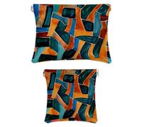 2 scatole tascabili in finta pelle, piccole borse da viaggio, mini borse portatili per cosmetici da donna, borsa portaoggetti multifunzione per schegge, arte astratta moderna, linee geometriche