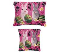2 scatole tascabili in finta pelle, piccole borse per il trucco, borse a chiusura automatica per borsa, mini borsa per trucco per rossetto, uovo di Pasqua, fiore cuore, Motivo: 2475,