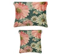 2 scatole tascabili in finta pelle, piccole borse per il trucco, mini borse portatili per cosmetici da donna, trousse da viaggio per cosmetici, gioielli, fiori pastorabili, camomilla rosa floreale,