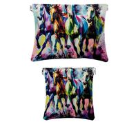 2 scatole tascabili in finta pelle, piccole borse per il trucco, sacchetti a chiusura automatica per borsa, borsa per gioielli con chiusura a schegge, pittura a olio albicocca albero, Motivo: 4254,
