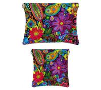 2 scatole tascabili in finta pelle, piccole trousse per trucco, mini borse portatili per cosmetici da donna, mini astuccio per trucco per rossetto, arte floreale di anacardi colorati cachemire,