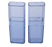 2 scatole trasparenti portatili piccole con guarnizione antipolvere per organizzare tamponi di cotone, pillole, gioielli, ganci, chiodi e altri piccoli oggetti essenziali da viaggio (blu)