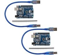 2 schede microcontrollori con cavo USB, A16U2, compatibili con progetti Arduino IDE, non sono necessari driver, conforme alla direttiva RoHS, con cavo USB (tipo B)
