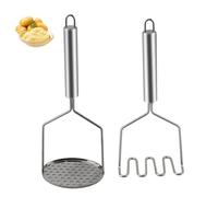 2 Schiacciapatate, Schiacciapatate Acciaio Inox，Schiaccia Patate in Acciaio，schiacciapatate acciaio inox professionale，in Acciaio Inox, Design Manuale, Adatto per Purè di Patate e Legumi