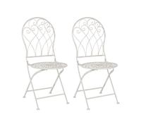 2 Sedie bistrot Balcone Giardino metallo bianco effetto anticato Stiffe