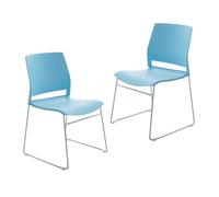 2 Sedie da Ufficio Comode, Sedia da Lettura Impilabile per Camera da Letto, Sedia da Scrivania per Ufficio, Reception, Formazione, Cucina, Soggiorno(Blue)