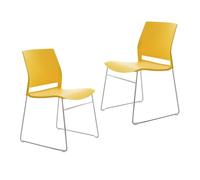 2 Sedie da Ufficio Comode, Sedia da Lettura Impilabile per Camera da Letto, Sedia da Scrivania per Ufficio, Reception, Formazione, Cucina, Soggiorno(Yellow)