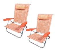 2 Sedie Spiaggina Mare in Alluminio con Braccioli Reclinabile - Arancione 8232C