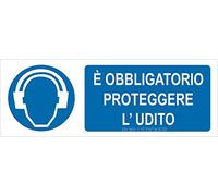 2 SEGNALETICHE ADESIVE DI SICUREZZA "OBBLIGO DI PROTEGGERE L'UDITO" UTILIZZABILI ANCHE ALL'ESTERNO