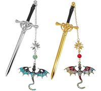 2 segnalibri con spada e drago, blu chiaro e rosso, con ciondolo a forma di drago, regalo in stile antico per gli amanti dei libri