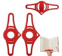 2 Segnalibri Ergonomici Rossi, Supporto Pagine Regolabile 360° per Lettura Senza Mani - Doppia Inclinazione, Design Leggero e Portatile per Libri a Casa, Ufficio e Trasporti (12x5x1.2cm, Plastica)
