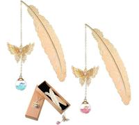 2 segnalibri in metallo con farfalla e perle di vetro, ideali come regalo di Natale/compleanno per giovani donne, insegnanti, mamma, signore, fidanzata, nonna, calendario dell'Avvento, idee di