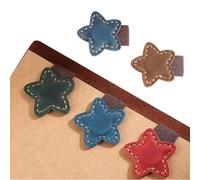 2 segnalibri in pelle a forma di stella, clip per segnalibri retrò, idea regalo per amanti dei libri, lettori, insegnanti, studenti, amici, donne, uomini (marrone + blu)