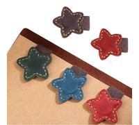 2 segnalibri in pelle a forma di stella, clip per segnalibri retrò, idea regalo per amanti dei libri, lettori, insegnanti, studenti, amici, donne, uomini (rosso + caffè)